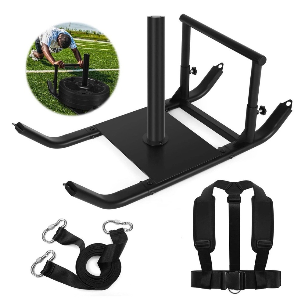 Weight Sled, Adjustable Height Handle Push Pull Workout Fitness Training Speed